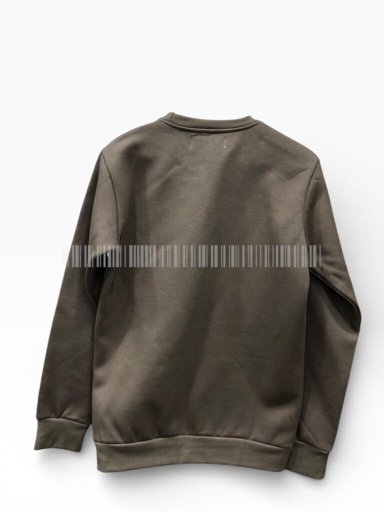 Back view of a brown long-sleeve sweatshirt.